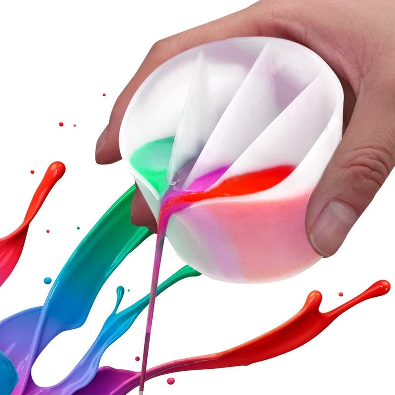 Kunyeah Silicone Split Cup for Paint Pouring, 2E+2ml Capacity, Modern Design, Reusable, White, Round, Divided, Art Tool - Image 4